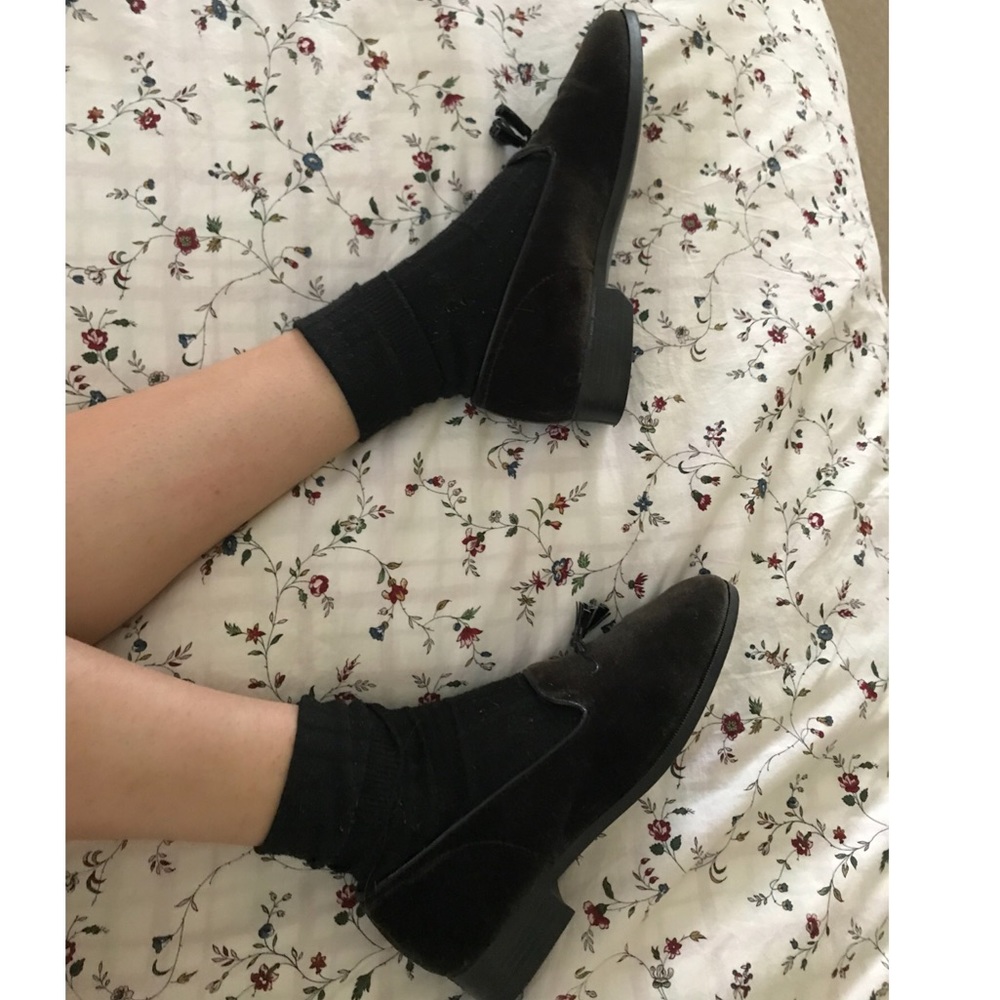 American Apparel velvet tassel loafers